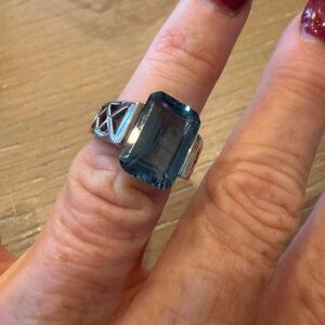 Blue Topaz Gemstone Silver 925 never worn, size 5 1/2